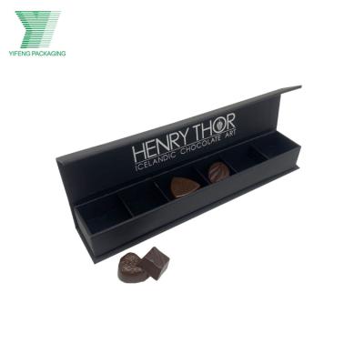 China Luxury Magnetic Lid and Plain Paper Box Chocolate Packaging Paper Gift Boxes with Divider Cardboard Customized Empty Black Chocolate Ball Boxes for sale