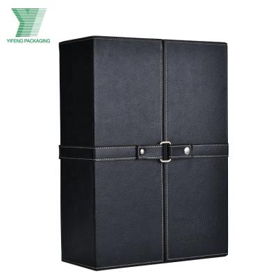 China Recycled Materials Customized Design Colorful Print Black Rigid Luxury Simple Useful Wine Box for sale