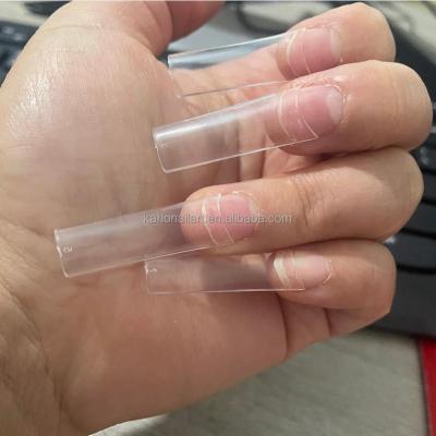 China Easy Apply Long XL Square Nail Tips Non C Curve Half Cover Medium Square Tips ABS Clear Nail Tips for sale