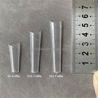 China Easy Apply Long XL Coffin Nail Tips C Curve ABS Does Not Slant French Nail Art Tips Length Newest Super Long Coffin 3cm for sale