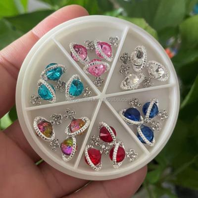 China Easy Apply 2022 Metal Charms For Nail Art Luxury Alloy Gold Sliver 3D Diamond Manicure Jewelry Accessories for sale