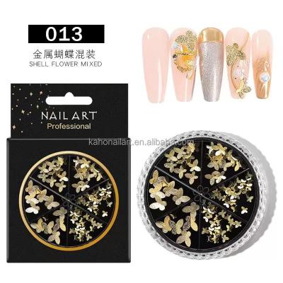 China Easy Apply Flatback Crystal Diamond Stones 3D Bow Glitter Butterfly Multi Nail Art Decorations Box Size 6Gird Rhinestones for sale