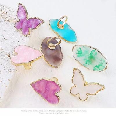 China New 1Pc Eco-friendly Resin Stone Nail Art Palette Finger Ring False Nail Tips Drawing Color Mix Screen Ring Palette for sale