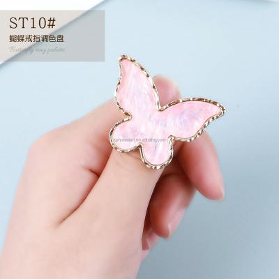 China New 1Pc Eco-friendly Resin Heart Shape Nail Art Palette Finger Ring False Tips Mix Nail Art DIY Drawing Color Screen Manicure Tools for sale