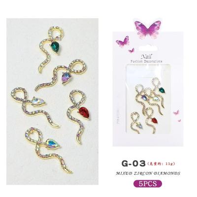 China Easy Apply New Arrival 3d Snake Shape Nail Art Charms For Nail Designer (5PCS) for sale