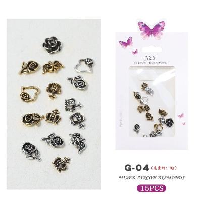 China Easy Apply 15 Pcs Mix Designs Flower 3D Nail Salon DIY Spike Shaped Charms For Nails Designer for sale