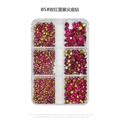 China Easy Apply Multi Size Colored Rhinestones Point Crystal Diamond Charms 3D Bottom Nail Art Decorations for sale