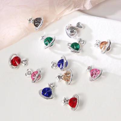 China Easy Apply 2022 Metal Charms For Nail Art Luxury Alloy Heart Star Shape Jewelry 3D Diamond Accessories for sale