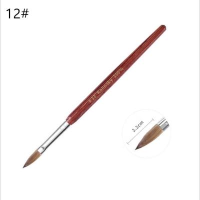 China Beauty Care Make Tools Kolinsky Sand Nail Art Brush Red Wood Pen Acrylic Nail Brush For Nail Art Manicure Tool (12#) for sale