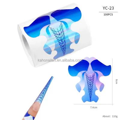 China Nail Art Tip Nail Forms Extension Hot Sale New Product Nails Art Guide DIY Forms 100 Pcs Holographic Custom Nail Form for sale