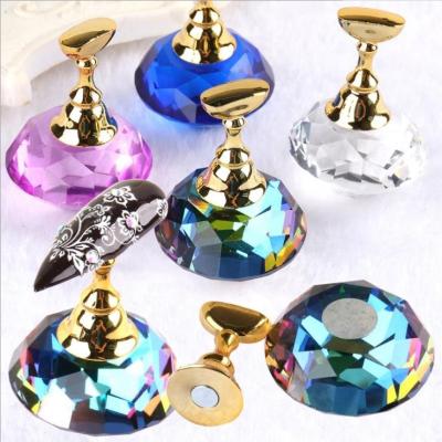 China Wholesale Price Quick Dry Crystal Nail Holder Lotus Base With Magnetic Nail Tools Showing Shelf Manicure for sale