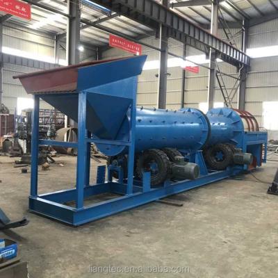 China DR Congo Alluvial Gold PU or Manganese steel recovery plant trommel scrubber for sand ore with sticky clay for sale