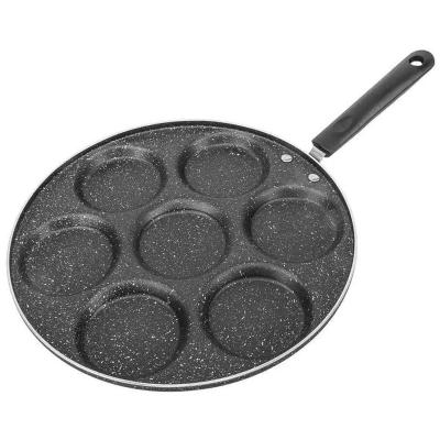 China Non Stick Cooking Round Flat Bottom Omelette Cookware Pot Non-Stick Fried Egg Burger 7-Hole Nonstick Skillet for sale