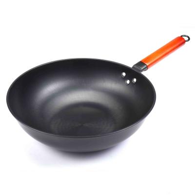 China Sustainable Non Coating Non Stick Carbon Steel Wok Pan , Traditional Chinese Handmade Wok With Round Bottom Wok for sale