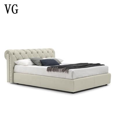 China Modern Stylish Concise Comfortable Head Board With Button Fabric Bed Bedroom For Hotel for sale