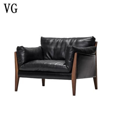 China Removable Italy style high end leather cover leisure chair solid wood solid wood chair for sale