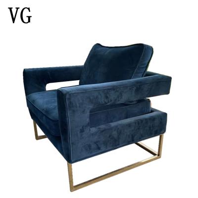 China Italy designer style velvet leisure chair stainless steel lounge sofa chair reclining modern lounge chair for sale