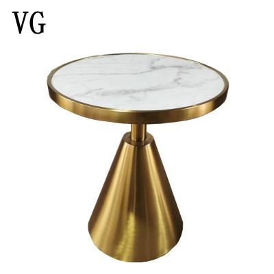 China High Quality China Style Design Hot Sale Large Table Top Gold Stainless Steel Table White Marble Side Coffee Table for sale