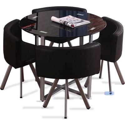 China Modern Fashion Modern Living Room Dining Chair Leisure Iron Frame Italian Dining Table Four Sets for sale