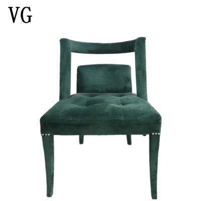 China Designer Ornate French Style Tufted Upholstered Dining Hollow Back Chair Restaurant Chair for sale