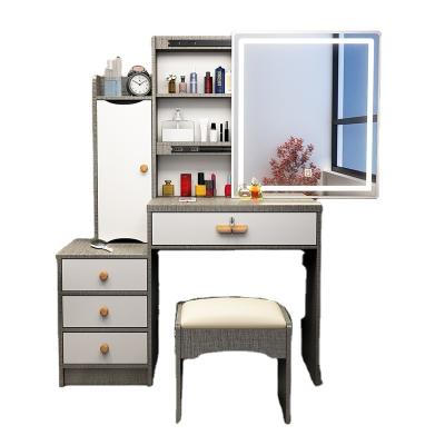 China Modern Adjustable Creative Dressing Table Light Gray Dressing Table (Other) With Cabinet MDF Dressing Table With Mirror And Stool For Hotel for sale