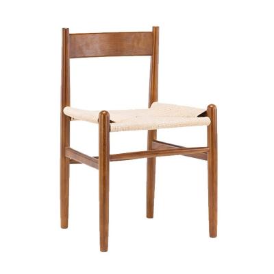 China (Other)Adjustable Oak Wood Dining Chairs Simple Design Seat Surface Modern Rope-Knitted Restaurant Chair For Dining Room for sale