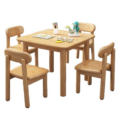 China Color Minimalist Wooden Baby Dining Chair With Table Solid Wood Frame Kids Table For Children Furniture Baby Creative Chairs for sale