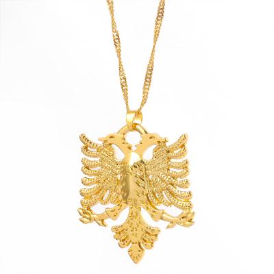 China TRENDY Albania Eagle Pendant Necklaces for Women Men Women Gold Color Albanian Jewelry Kosovo Ethnic Gifts for sale