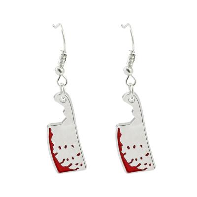 China FASHIONABLE Creative Bloody Halloween Cosplay Knife Earrings Props Jewelry Accessories For Women Men for sale