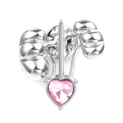 China Trendy Brooch Pins Unique Design Human Organ Shape Pink Crystal Love Heart Brooch Medical Brooches Jewelry For Doctors Pins for sale