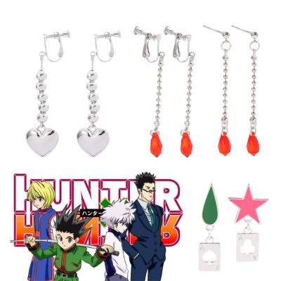 China Anime Environmental Friendly Full Time Hunter Hisoka Red Drop Ear Cut Earpin Kurapika Earring Cosplay Jewelry Props for sale