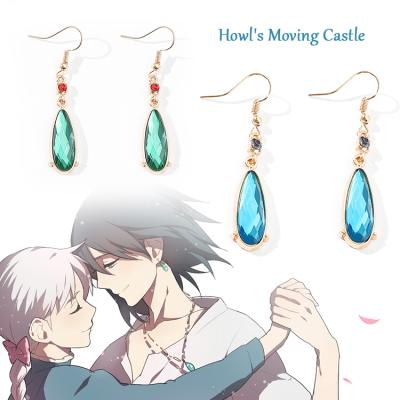 China The Moving Castle Crystal Stone Drop Pendant Earrings CLASSIC Howl's Cosplay Costume Hayao Miyazaki Earrings Anime Jewelry for sale