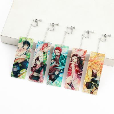 China 2021 New High Quality Style Cosplay Demon Slayer Kimetsu No Yaiba Earrings For Women Girls Anime Product Jewelry for sale