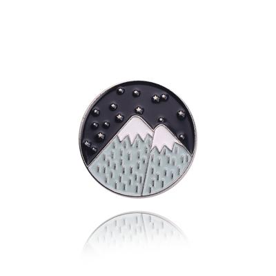 China Popular Trendy Rise Pins Pin Snowy Mountain Graphic Souvenir Brooches Bag Clothes Lapel Pins Gift for sale