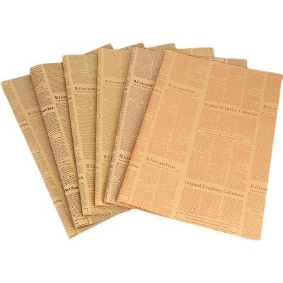 China Factory Price Vintage English Kraft Paper Waterproof Newspaper 50cm* 70cm Flower Wrapping Paper for sale