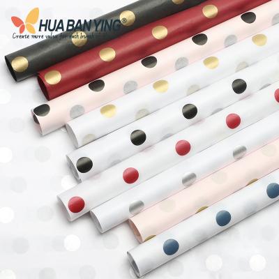 China Factory Direct Selling Waterproof Polka Dots Tissue Paper Multicolor Flower Dots Wrapping Paper for sale