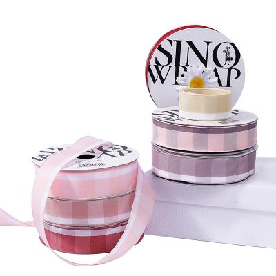 China Elegant Classic 2.6cm Plaid Ribbon For Bowknot Floral Gift Box Decoration Wrapping Ribbon for sale