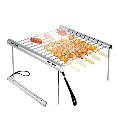 China Easily Cleaned Portable Camping Grill Folding Compact Stainless Steel Charcoal Barbecue Grill for sale