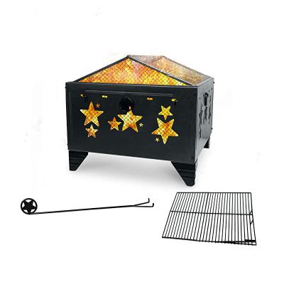 China Stocked Outdoor Furniture Backyard Deck Stove Fire Table Pits With BBQ Grill Grate Fire Pit for sale