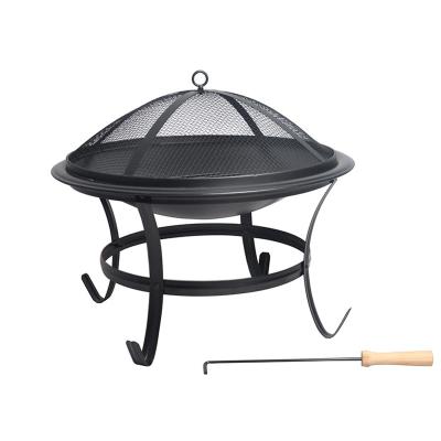 China 21 Inch Stocked Steel Fire Pit Folding Black Charcoal Outdoor Backyard Fire Bowl Barbecue Grills for sale