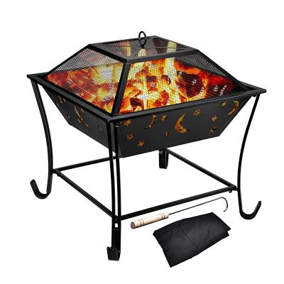 China Portable Stocked Fire Pit Outdoor Wood Burning Pits Table for Outdoor Patio Fire Campfire Grill for sale