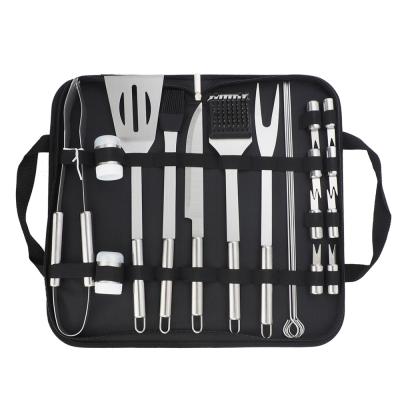 China Hot Selling Easily Assembled Portable Multi Function Camping 21Pieces Barbecue Grilling Accessories Stainless Steel BBQ Tool Kit for sale