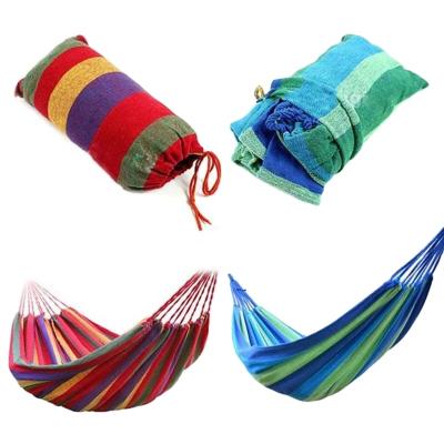 China Concise Portable Outdoor Garden Hammock Hammock Style Hanging Bed for Travel Home Camping Hiking Swing Canvas Stripe Dangle Red for sale