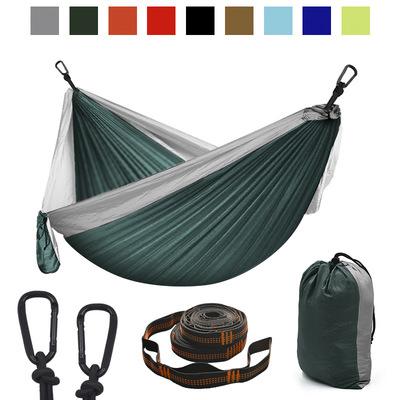 China Concise Style Multifunctional Portable Lightweight Hammock With Straps Nylon Parachute Heavy Duty Outdoor Hammock With 2 Carabiners for sale