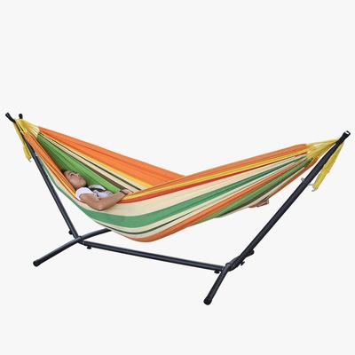 China Concise Style Double Cotton Hammock With Space Saving Steel Stand for sale