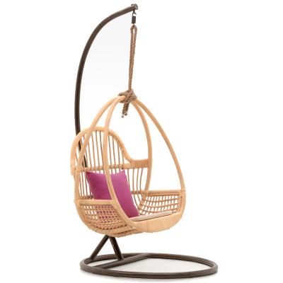 China Concise Style Swing Egg Chair with Patio Indoor Outdoor Wicker Basket Hanging Rattan Chair Aluminum Frame for Bedroom for sale