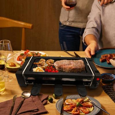 China Multifunctional Stone Easily Cleaned Longstar Cheese Smokerless BBQ Raclette Grill Indoor Electric BBQ Grill for sale