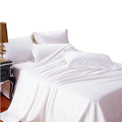 China Anti-static Luxury White 100% Cotton King Queen Bed Sheet Set Hotel Bed Linen Bedding Set for sale