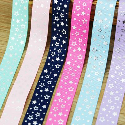 China High Tenacity Grosgrain Stars Ribbon Hot Stamping Christmas Ribbon Wholesale Lace (10 yards/lot) 25mm for sale