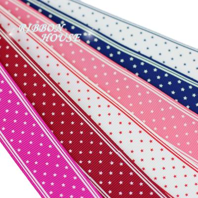 China High Tenacity 25mm Printed Grosgrain Cartoon Stars Small Ribbon Wholesale Christmas Ribbons (10yards/lot) for sale